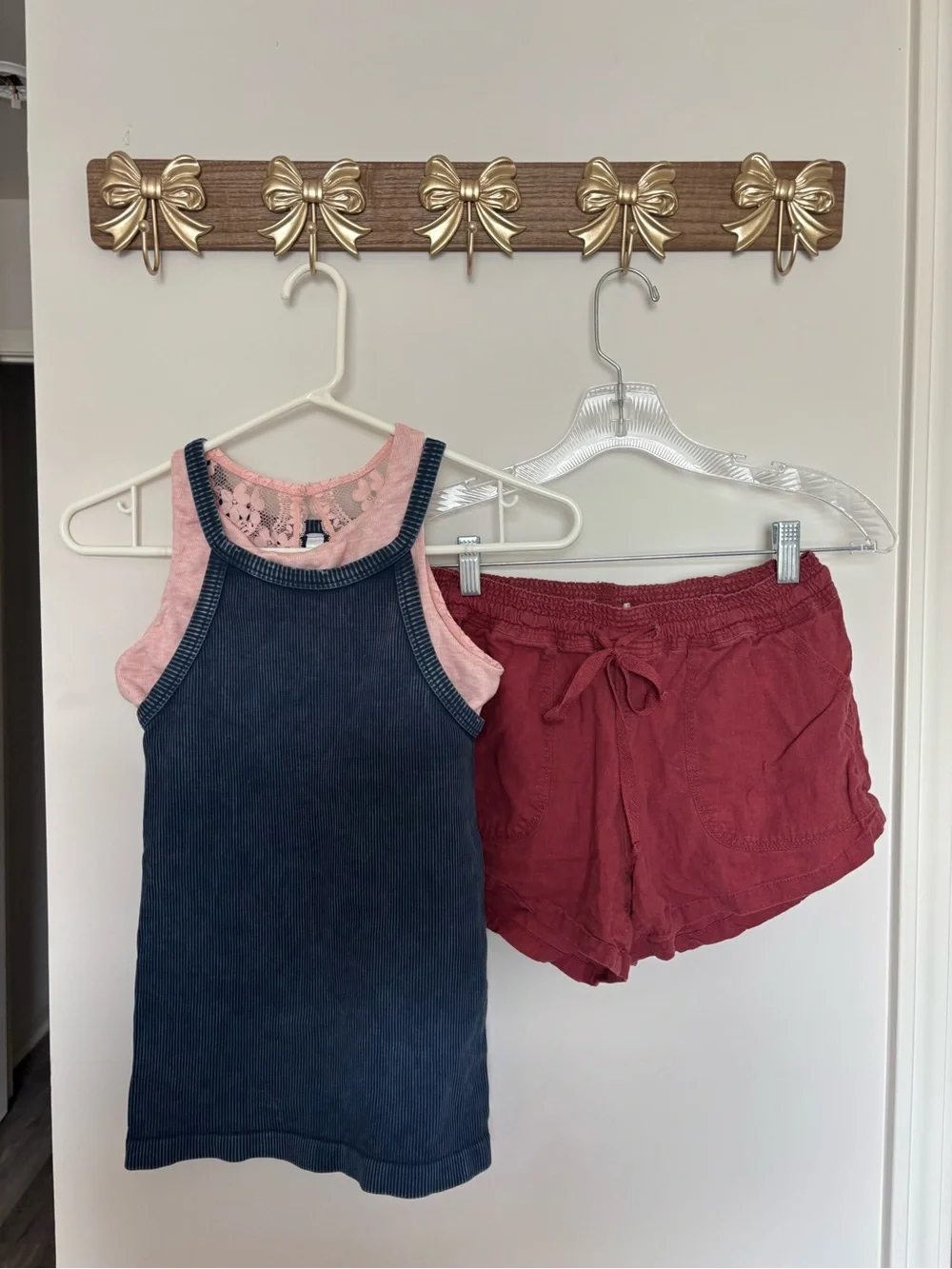 Altar'd State Burgundy Drawstring Shorts with bralette and tank set